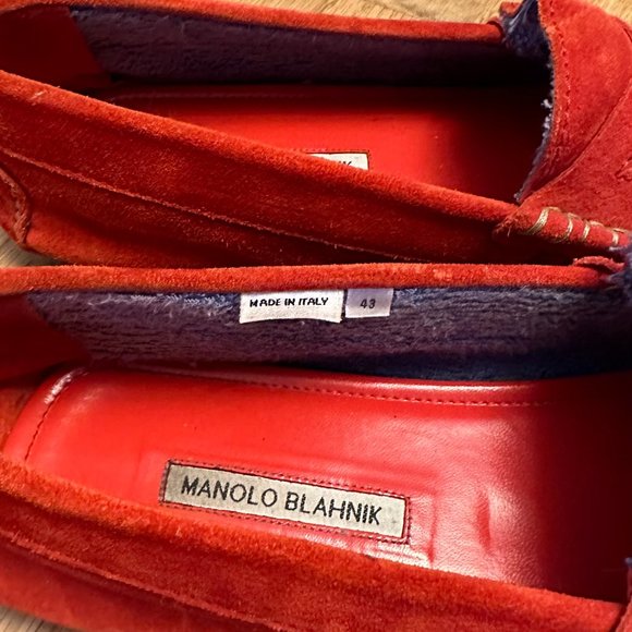 GORGEOUS Manolo Blahnik Suede Drivers, Mens Size 9, Red Suede, Great Condition! - Picture 2 of 9